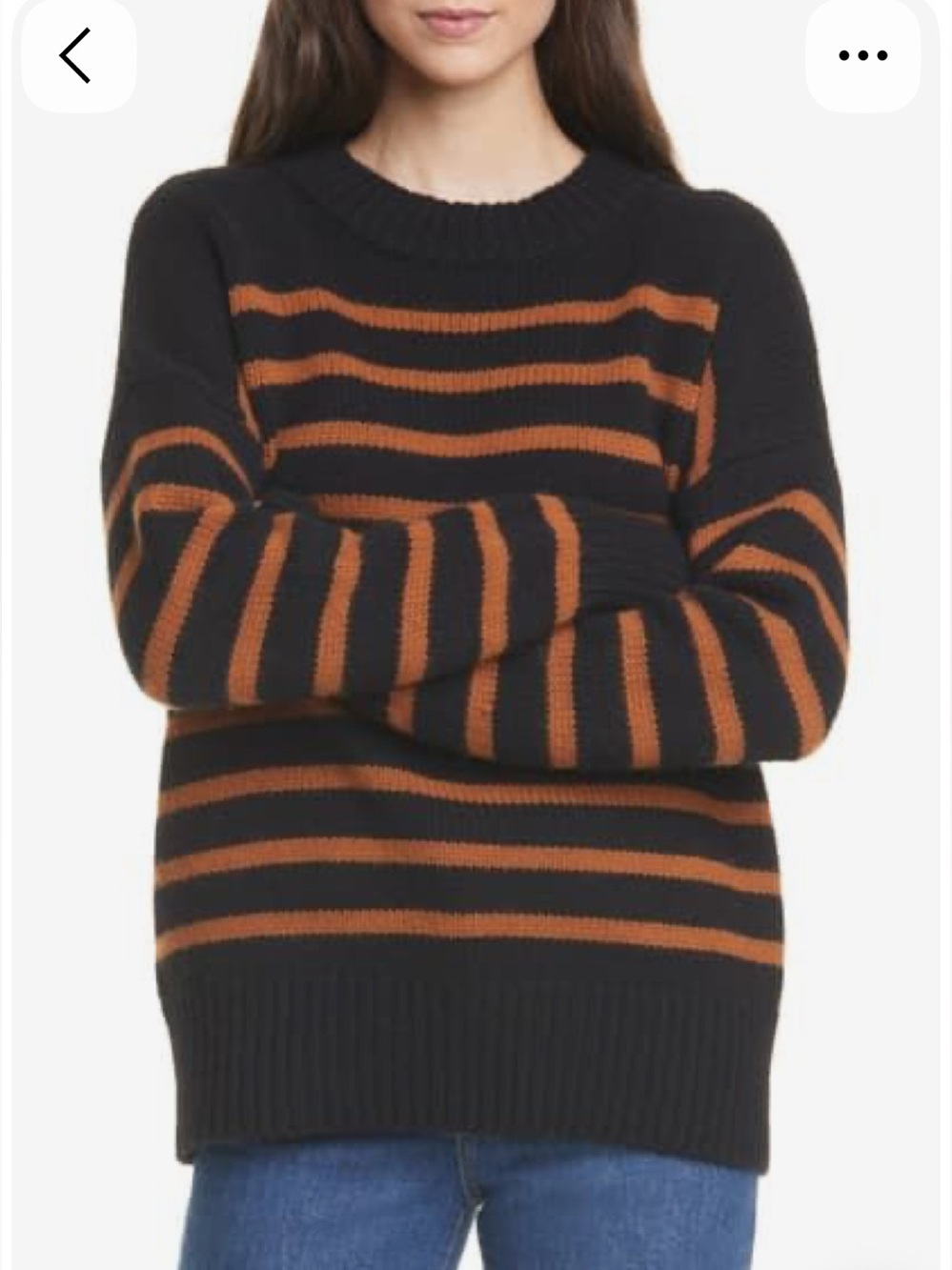 La Ligne Marine Sweater in Black and Rust Stripe. Size XS